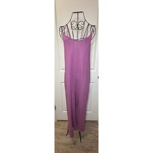 Beyond Yoga Womens Purple Cotton Jersey Spaghetti Strap Wide Leg Jumpsuit Size M